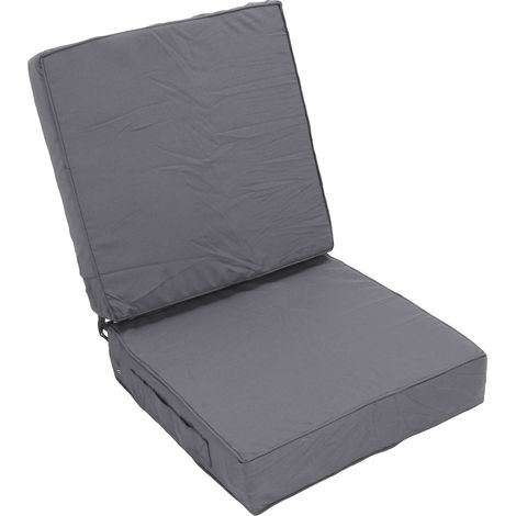 2 Pièces Coussins d'Assise Extérieurs 48x48x10 cm Carré Gris Anthracite en Polyester et Ouate PP avec Poignée et Attaches Housse Lavable pour Mobilier Jardin Terrasse Canapé (1/5)