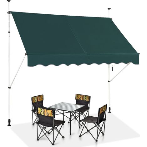 Tenda da sole retrattile per balcone, larghezza 200 cm, resistente ai raggi UV, verde