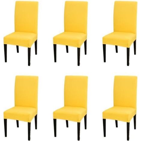 Housses de chaise - - 6 pièces - Jaune - Déhoussable - Synthétique - Chambre (1/4)