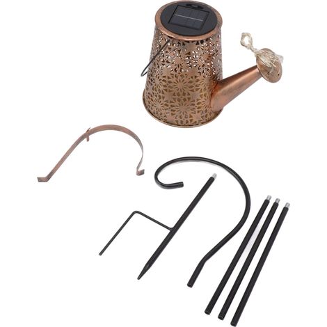 Arrosoir solaire lumineux décor extérieur jardin métal rétro lampe féerique chute d'eau pour terrasse pelouse cour allée (1/5)