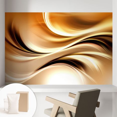 Tapete Vliestapete mit Kleber - abwaschbar - Arbeitszimmer - Esszimmer- Top Qualität Fließende Linien 104x70 cm (1/5)