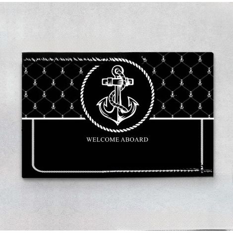 New Welcome Aboard Doormat 60x40cm - Welcome Rug Pattern 01 - Black