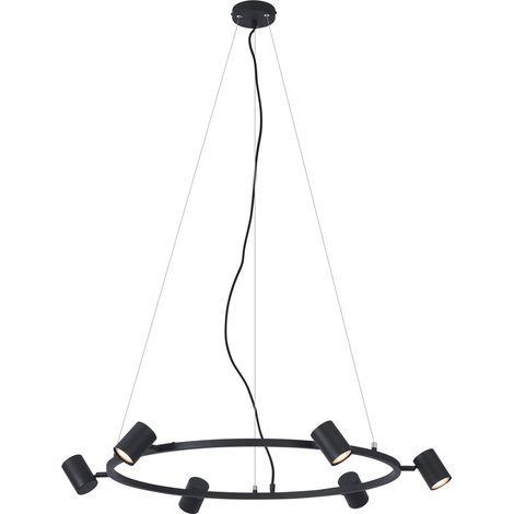 QAZQA Suspension moderne noire à 6 lumières - Jeana Circle