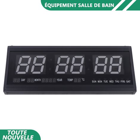 WAOBDLA Horloge murale Horloge murale avec heure Date Température LED Horloge murale numérique (1/5)