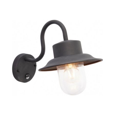 Endon Chesham Pir - Peinture noire texturée pour mur extérieur PIR à 1 lumière, verre IP44, E27 (1/2)