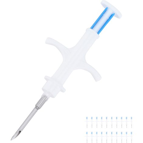 Lot de 20 micropuces électroniques RFID implantables pour animaux (chiens, chats, poissons, bétail) avec seringue (2,12 x 12 mm).