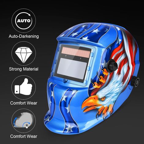 Casque de soudage automatique - Masque de soudage avec 2 lentilles et 2 capteurs de filtre de teinte réglables DIN9-13 pour soudage à l'arc MIG TIG MAG