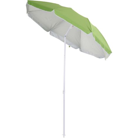 Parasol inclinable octogonal de plage Ø 150 cm tissu polyester haute densité anti-UV mât démontable sac de transport inclus vert (1/5)