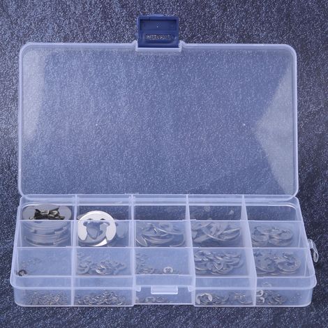 Ensemble de 225 anneaux de retenue en acier inoxydable 304, circlips de type E de 1,2 à 15 mm pour quincaillerie de fixation (1/5)
