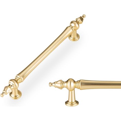 Lot de 2 Entraxe de 5 pouces Poignées de placard et de tiroir en or brossé – Poignées élégantes pour cuisine, salle de bain, commode, buffet et porte de placard (1/5)