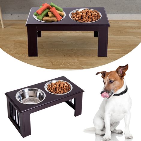 Station d'alimentation pour chien, antidérapante, 58,4 x 30,5 x 25,4 cm, grise, 2 L par gamelle