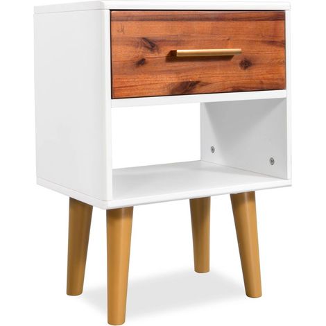 Mesita de noche cómoda mueble de dormitorio 40 x 30 x 45 cm madera maciza de acacia 1402081