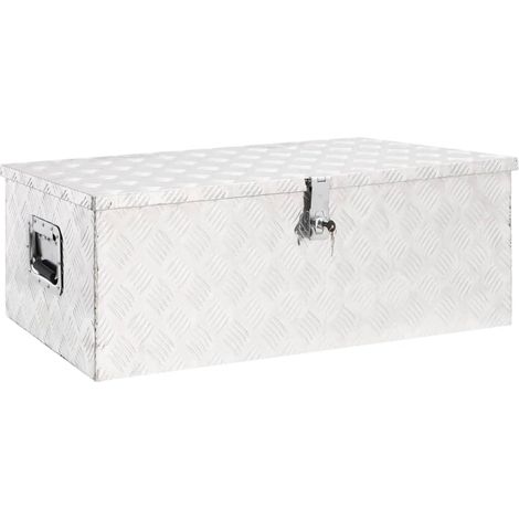 Boîte de rangement-Coffre de rangement-Stockage Rangement Argenté 90x47x33,5 cm Aluminium 280310 (1/5)