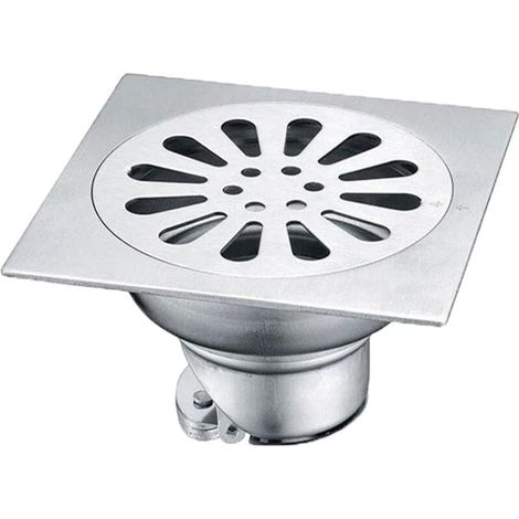 Piletta di scarico a pavimento quadrata in acciaio inox con filtro a cestello, scarico spesso, griglia per doccia, scarico a pavimento quadrato antiodore in acciaio inox, scarico per doccia