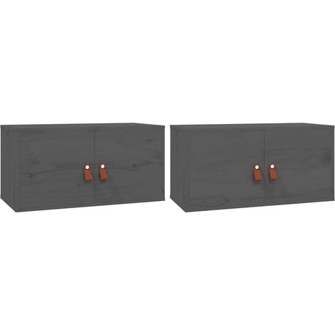 Maison Exclusive - Pensili 2 pz Grigi 60x30x30 cm in Legno Massello di Pino (1/5)