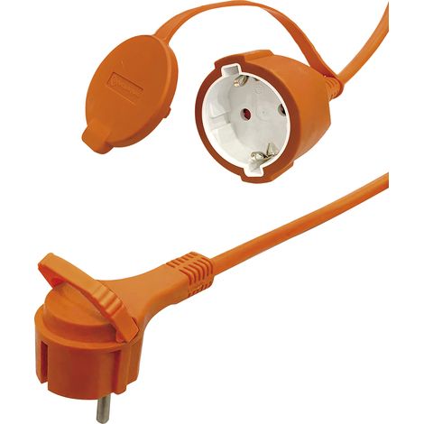 Prolunga  cavo per esterni con spina piatta cee 7/7 la spina piatta ha uno spessore  solo 10 mm, si adatta perfettamente a tutti i mobili,  segnale colore arancione, ip20, 20 m (1/4)