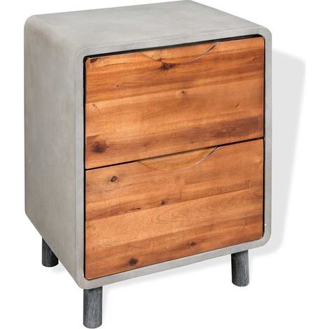 Maison Exclusive - Nachttisch Beton Massivholz Akazie 40x30x50 cm (1/5)
