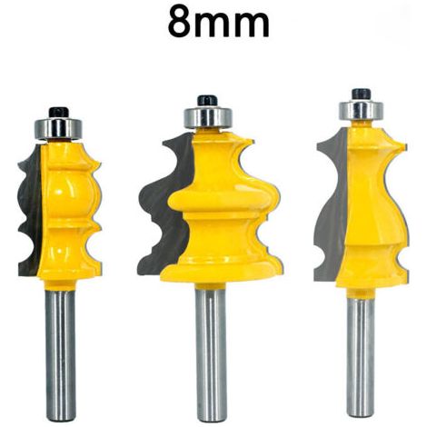 Lot de 3 Fraise Defonceuse 8mm, Fraises pour Défonceuses, Outils pour le Travail du Bois, Machines à Graver, Outils pour Machines à Découper, Pour Couper du Bois (8mm) (1/5)