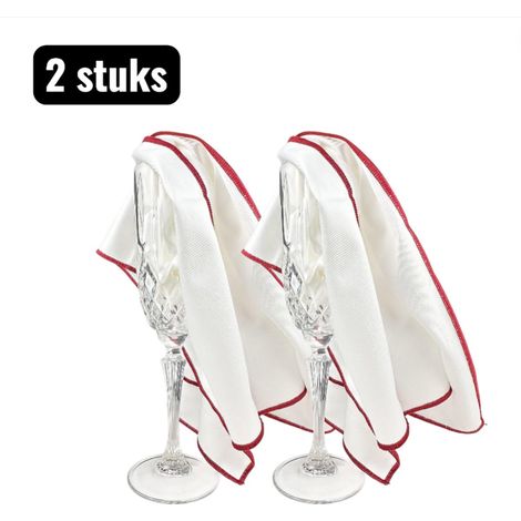 Lot de 2 chiffons de nettoyage professionnels en microfibre dimensions 50 x 60 cm pour polir les verres à vin et à whisky sans traces ni peluches doux et très absorbants couleur blanche (1/5)