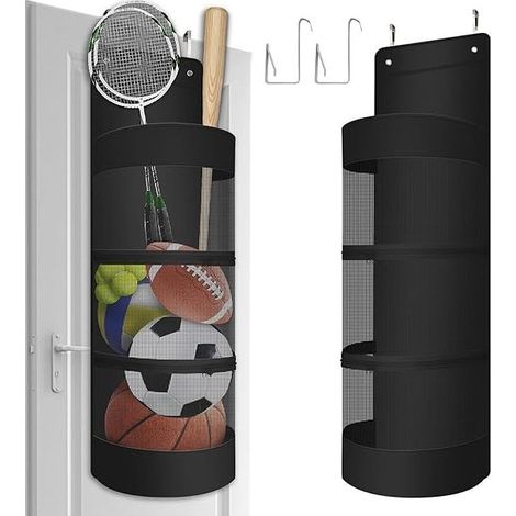 Hängende Aufbewahrungstasche – Für Sportbälle und -ausrüstung – Passend für Standardtüren – 30,5 x 40,6 x 109,2 cm – Verstärktes Polyester – 1 Stück (1/5)