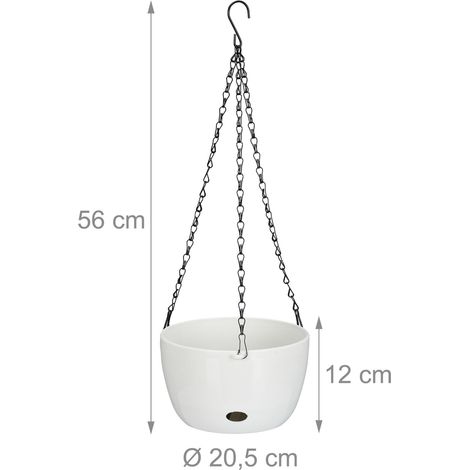 Set di 2 vasi da fiori appesi con irrigazione automatica 30 x 14 cm in plastica bianca 130014784