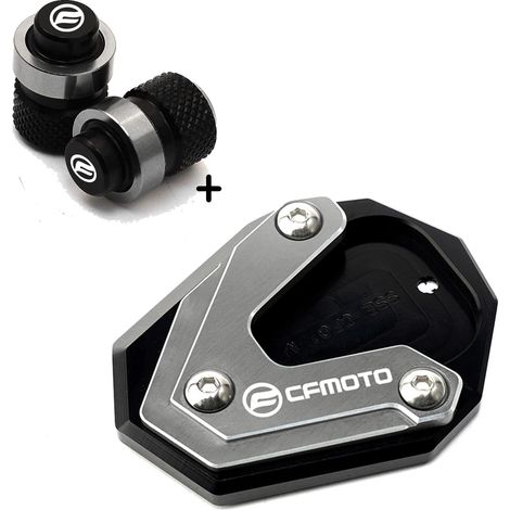 (Ensemble gris) Compatible avec les motos CFMOTO 650MT, 800MT, 650TR-G et 650 TR-G TRG : bouchons de valve de pneu CNC, béquille latérale et extension de béquille pour 650 MT et 800 MT maxpower. (1/4)