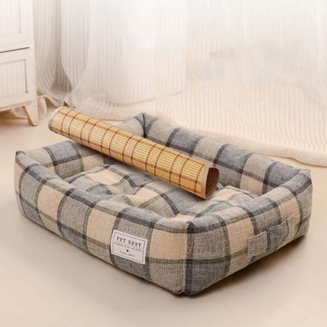 Coussin rafraîchissant pour chien et chat, lit d'été en bambou, matelas respirant antidérapant, canapé pour petit et moyen chien, housse amovible, fraîcheur contact, anti-chaleur, toutes saisons, tail