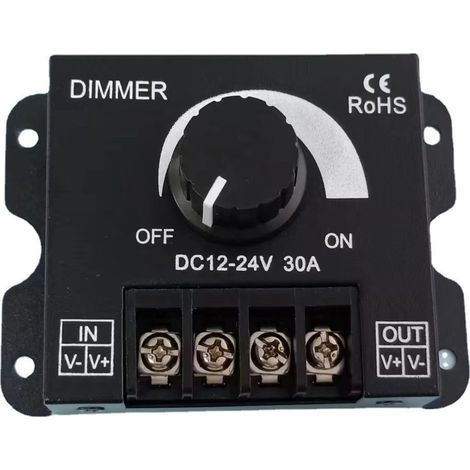 Push-button switch for LED dimmer, brightness control device for monochrome LED strips, 12-24 V DC, 30 A (1/5)