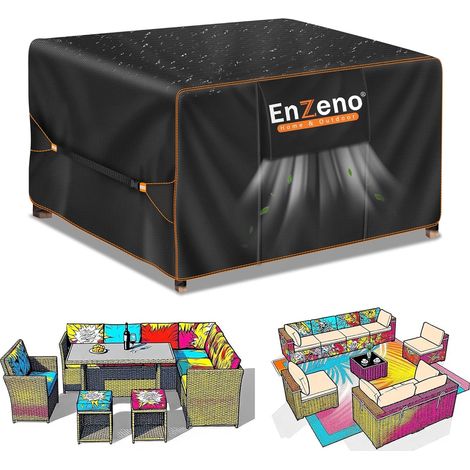 Housse Salon de Jardin Exterieur,Housse Table de Jardin Imperméable,420D Tissu Oxford ,Bache Protection pour Meubles avec évent(200x160x74cm) (1/5)