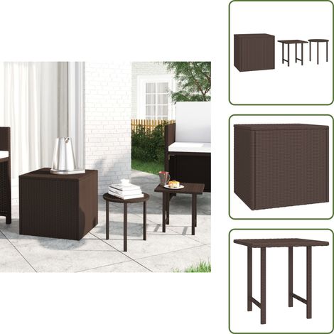 Tables d'appoint 3 pcs marron résine tressée - Table Basse - Table D'appoint - Ensemble De Tables - Mobilier De Jardin - Décoration Extérieure (1/5)
