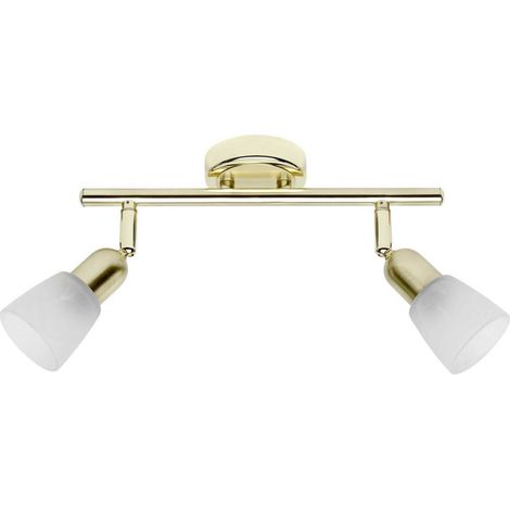 BRILLIANT Lampe Sofia Spotrohr 2flg messing/weiß-alabaster 2x D45, E14, 40W, geeignet für Tropfenlampen (nicht enthalten) Köpfe schwenkbar (1/2)