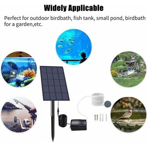 Pompe à oxygène Solaire enfichable 2.5W, Pompe Bassin Solaire, Aérateur d'aquarium, Pompe à air, Aérateur de pêche, avec Tuyau Pierre à air, pour Aquarium de Jardin Piscine extérieure étang (1/4)