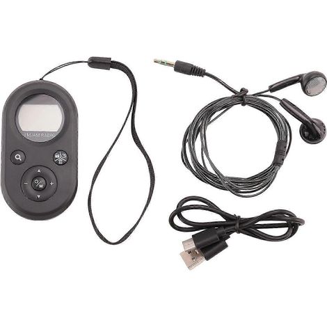 Mini radio FM/AM portable de poche 76-108 MHz, récepteur radio rechargeable avec écran LCD, rétroéclairage et dragonne. (1/5)