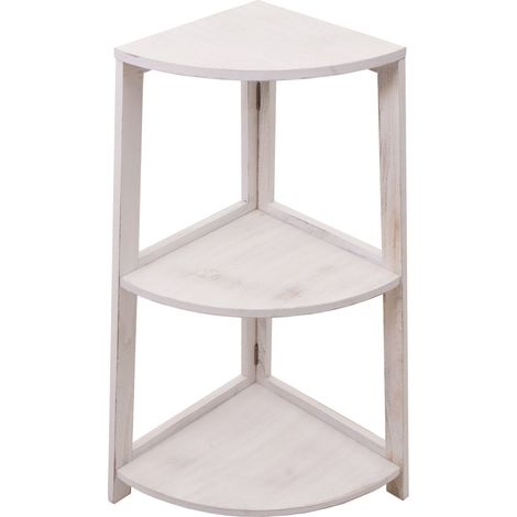 Mensola angolare 3 livelli 80x37x37 cm MDF bianco invecchiato 040008636