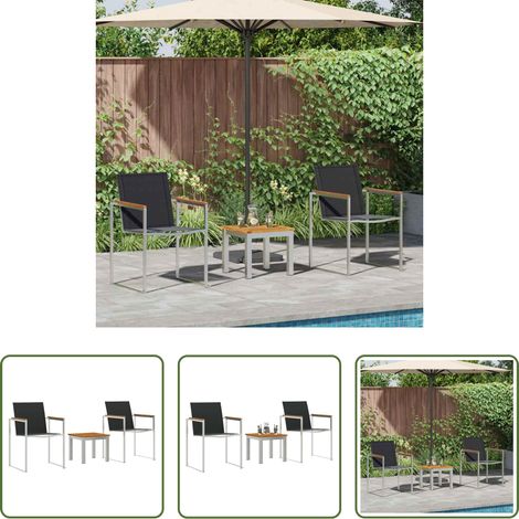 vidaXL Garten Tisch - Garten Essgruppe 3 pcs Braun und Schwarz Massivholz Akazie (1/5)