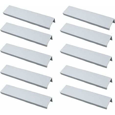 AIMOONSA Lot de 10 Poigne Profil Poigne de Meuble Cuisine - Poigne Invisible Poignee de Meuble Bross Poigne Meuble argent en Alliage d\'Aluminium Entraxe 96mm