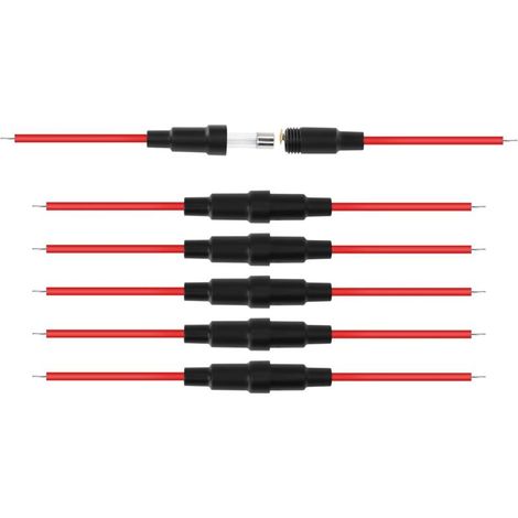 5x20 mm Inline Screw Fuse Holder with 22 AWG Wire for Fast Blow Glass Fuse (6-Pack) (1/5)