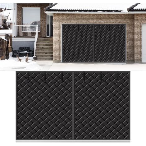 Rideaux De Porte De Garage pour l'hiver, Protection De Porte De Garage Noire pour l'hiver Rideau De Porte De Garage MagnéTique à Isolation Thermique Coupe-Vent Insonorisé (366x213cm) (1/2)