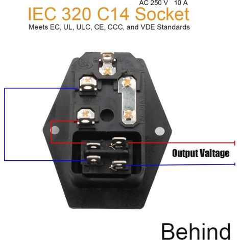 IEC 320 C14 Adaptateur Connecteur,Connecteur encastrable 220-250V / 10A fiche encastrée avec Interrupteur Prise Audio IEC Prise encastrée (1/4)