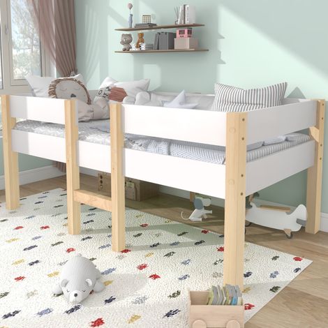 Lit semi-hauteur 90x190 en pin massif blanc HAVRYA (1/5)