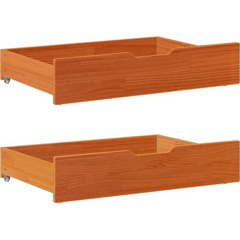 Bettschubladen 2 Stk. Wachsbraun 85x55x17 cm Massivholz Kiefer