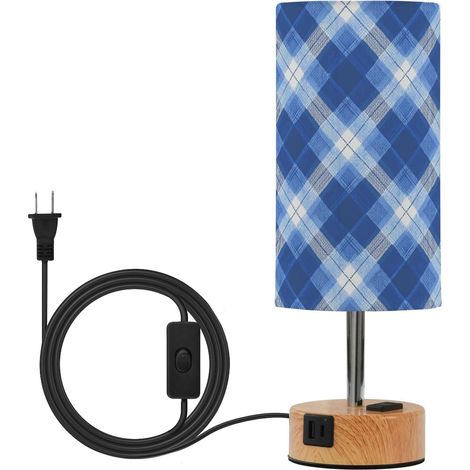 JUNZAN Lampe de table à contrôle tactile - chevet vichy bleu et (1/5)