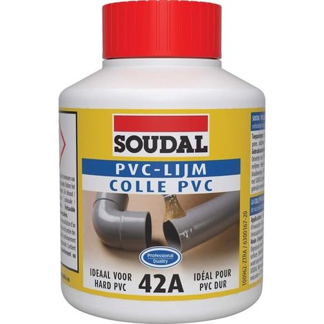 Soudal 42A colle PVC rigide transparente pour tuyaux et raccords 100 ml avec pinceau (1/3)