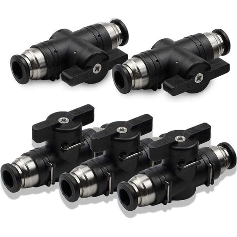 Set di 5 connettori pneumatici per valvole a sfera pneumatiche da 6 mm, connettori e spine per valvole di controllo della spinta ad aria compressa.