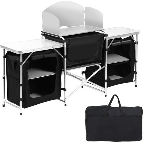 SWANEW Cucina da Campeggio Pieghevole con Struttura in Alluminio, 5 Scomparti, Piano d'Appoggio e Borsa per il Trasporto (Tye A, 5 scomparti) (1/5)