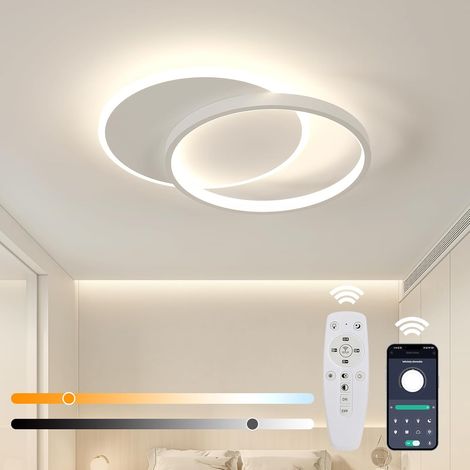 GOECO Plafoniera LED Dimmerabile, 28W Plafoniera Moderna per Salotto con Telecomando, Plafoniera Rotonda Bianca per Camera da Letto, Lampada da Soffitto in Alluminio, Illuminazione da Soffitto per Cuc (1/5)