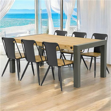 Table de Repas extensible Inspiration Indus' en Acacia et Métal 180/230x100x76cm BROOKLYN (1/5)