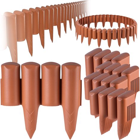KADAX Clôture de Bordure de Palissade de Jardin 10M Bordure de Pelouse Plastique Terre Cuite (1/5)