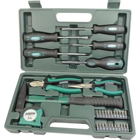 MANNESMANN M29031 - Set de herramientas 31 piezas, Martillos, alicates, destornilladores, etc.