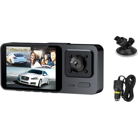 Caméra de voiture DVR 2/3 canaux 1080p Caméra double / triple objectif Dashcam Enregistreur vidéo Parking Écran IPS 2" Convient à tous les propriétaires de véhicules (1/4)